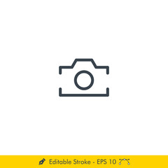 Simple Camera Icon / Vector - In Line / Stroke Design