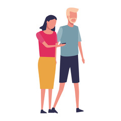 faceless couple walking together