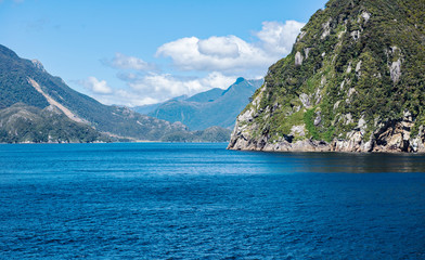 Entry into Doubtful Sound in Fiordland National Park, South Island, New Zealand