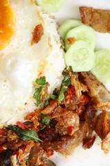 Fried rice basil with crispy pork delicious