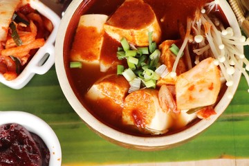 Kimchi tofu soup of korean food traditional