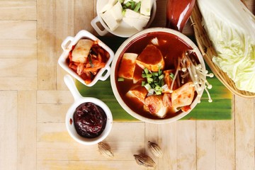 Kimchi tofu soup of korean food traditional
