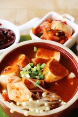 Kimchi tofu soup of korean food traditional
