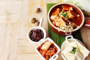 Kimchi tofu soup of korean food traditional