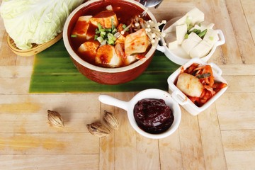 Kimchi tofu soup of korean food traditional