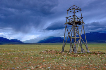 wooden tower in the field