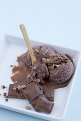 helado de chocolate en plato