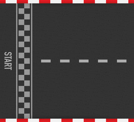 Rally races line track or road marking. Car or karting road racing vector background. Vector illustration.