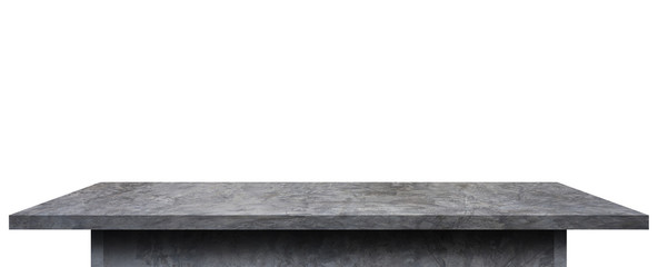 Empty concrete tabletop isolated on white background. Object with clipping path