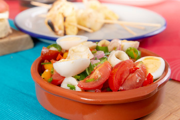 Calamari and eggs salad