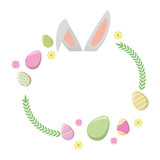 happy easter ears flowers eggs