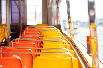 Row of seats in shuttle boat