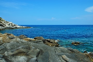 Fototapeta na wymiar Italy-view on the seacoast near town Sant´Andrea on the island of Elba