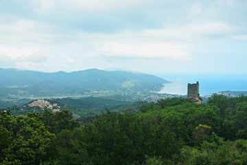 Italy-outlook on town Saint´Ilario and Marina di Campo on the island of Elba