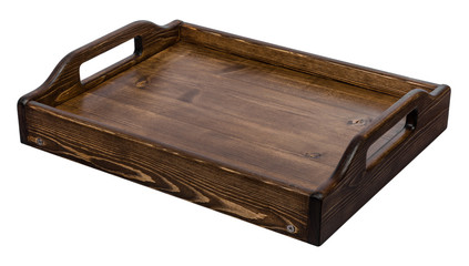 Wooden tray for coffee and breakfast in vintage style handmade