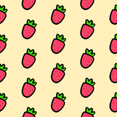 Strawberry seamless pattern hand drawn cartoon minimalism