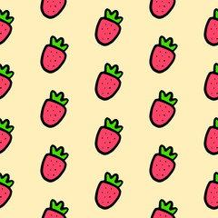 Strawberry seamless pattern hand drawn cartoon minimalism