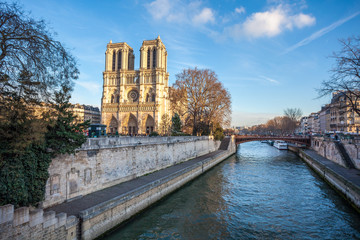 Fototapeta na wymiar Notre Dame de Paris Cathedral, beautiful Cathedral in Paris. View from the River Seine. France