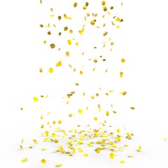 Small rose petals fly and fall to the floor