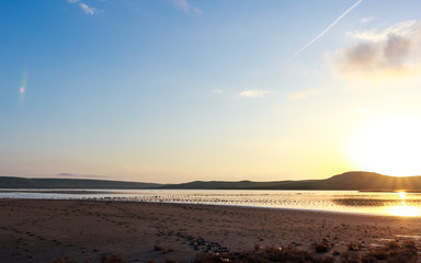 Salt lake in Crimea at sunset