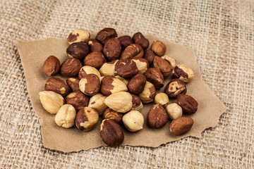 hazelnuts isolated on paper