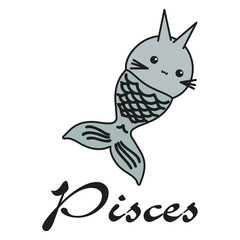 Bunny is the zodiac sign of Pisces in a cartoon style.