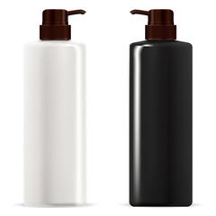 Cosmetic Pump Dispenser Bottle. Foam Container Mockup. 3d Plastic Moisturizer. Medical Liquid or Skin Treatment.