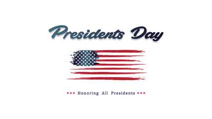 Presidents day white background, brush design american flag	