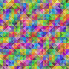 Rainbow geometric seamless pattern of multicolored translucent triangles