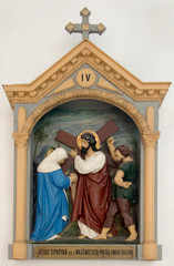 Obraz premium Wachock, Poland, September 10, 2018: Cistercian abbey in Wachock, Way of the Cross no. 4.