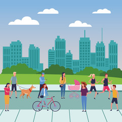 People walking at park