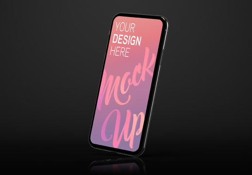 Side View Mobile Phone Mockup on Black Background