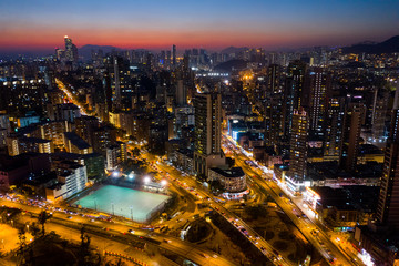 Fototapeta na wymiar Top view of Hong Kong downtown city at night