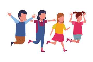 Naklejka premium Kids playing cartoons