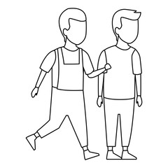 Kids playing cartoons black and white