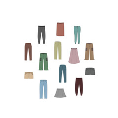 Colorful round template with bottom in cartoon style. Spring and autumn collection of fashion man and women clothing. Color vector background for print