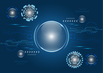 Abstract futuristic technology style. Elegant bright colored background for business technical presentations. Geometric technology with a gear shape for website and engineering design solutions