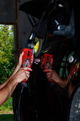 polishing black car