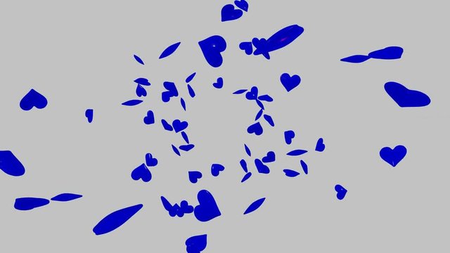 Lluvia de corazones azules. V&iacute;deo 3D Blender