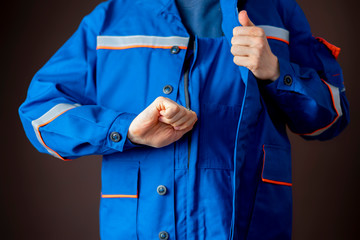 young caucasian worker wearing uniform b