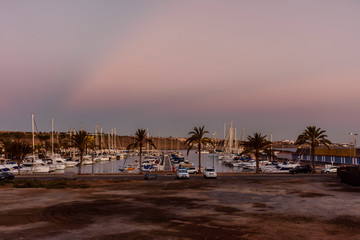 Scene view of boats in Pasito Blanco, Gran Canaria, Spain