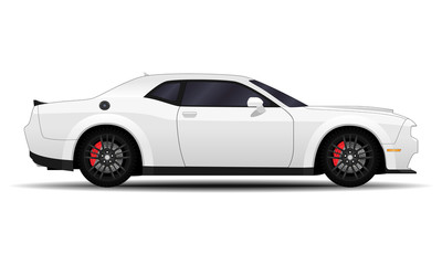 realistic car. Muscle car. side view.