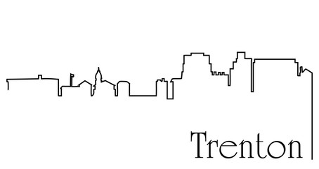 Trenton city one line drawing abstract background with cityscape