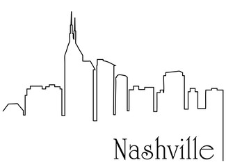 Nashville city one line drawing abstract background with cityscape
