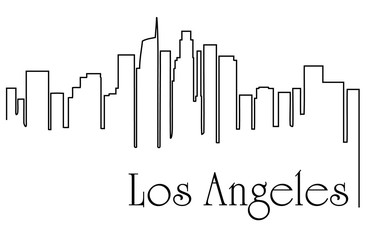 Fototapeta premium Los Angeles city one line drawing abstract background with cityscape