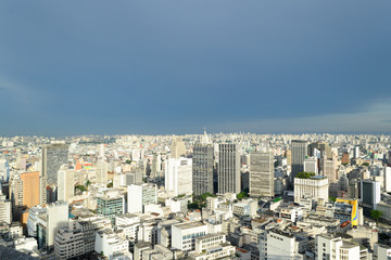 Obraz premium Aerial view of Sao Paulo in Brazil, downtown district seen from the top of one of the highest building of this city