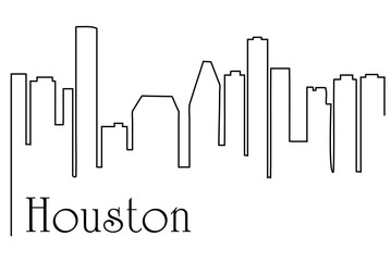 Houston city one line drawing abstract background with cityscape