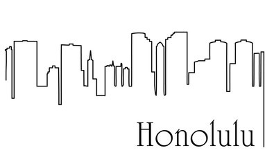 Honolulu city one line drawing abstract background with cityscape