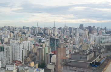 Aerial view of Sao Paulo in Brazil, downtown district seen from the top of one of the highest building of this city