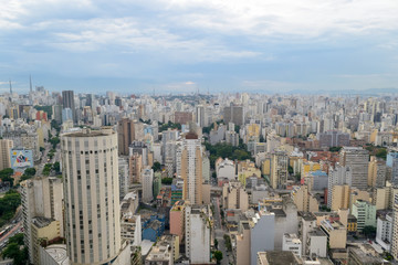 Aerial view of Sao Paulo in Brazil, downtown district seen from the top of one of the highest building of this city